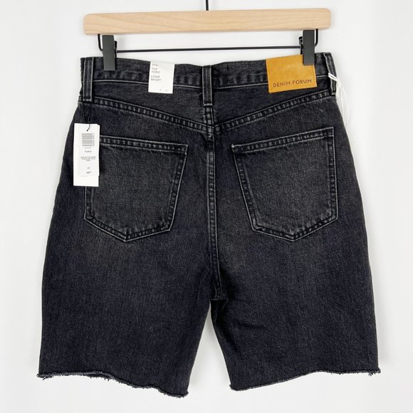 New Aritzia Denim Forum The Yoko Mid Thigh Shorts High-Waisted Long Jean Cut-Off - Picture 10 of 11
